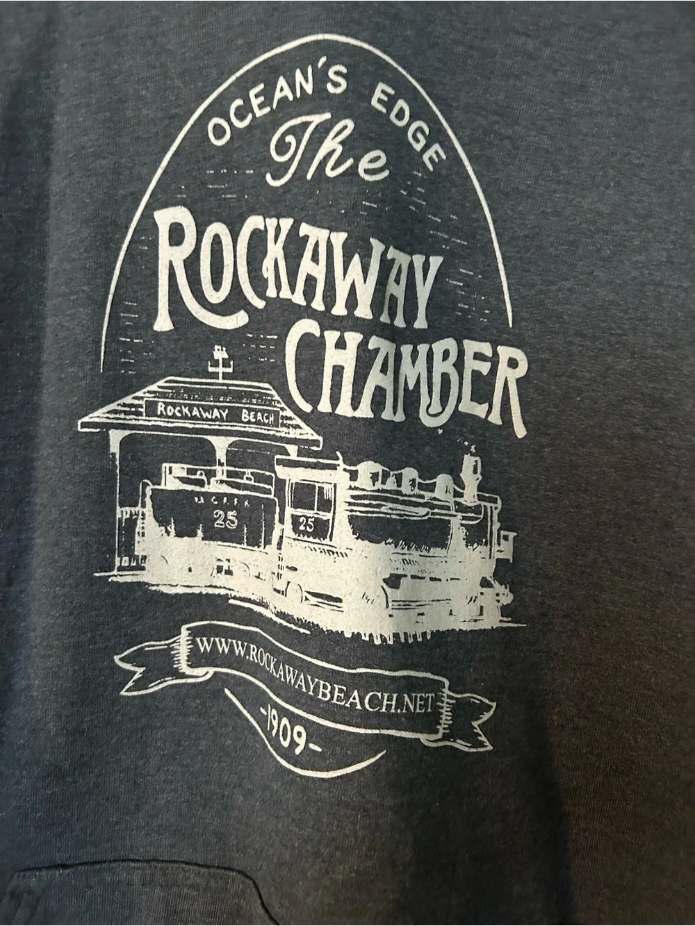 Rockaway Beach Chamber Charcoal Gray Hooded Sweatshirt  - Men Size XL #Hoodie